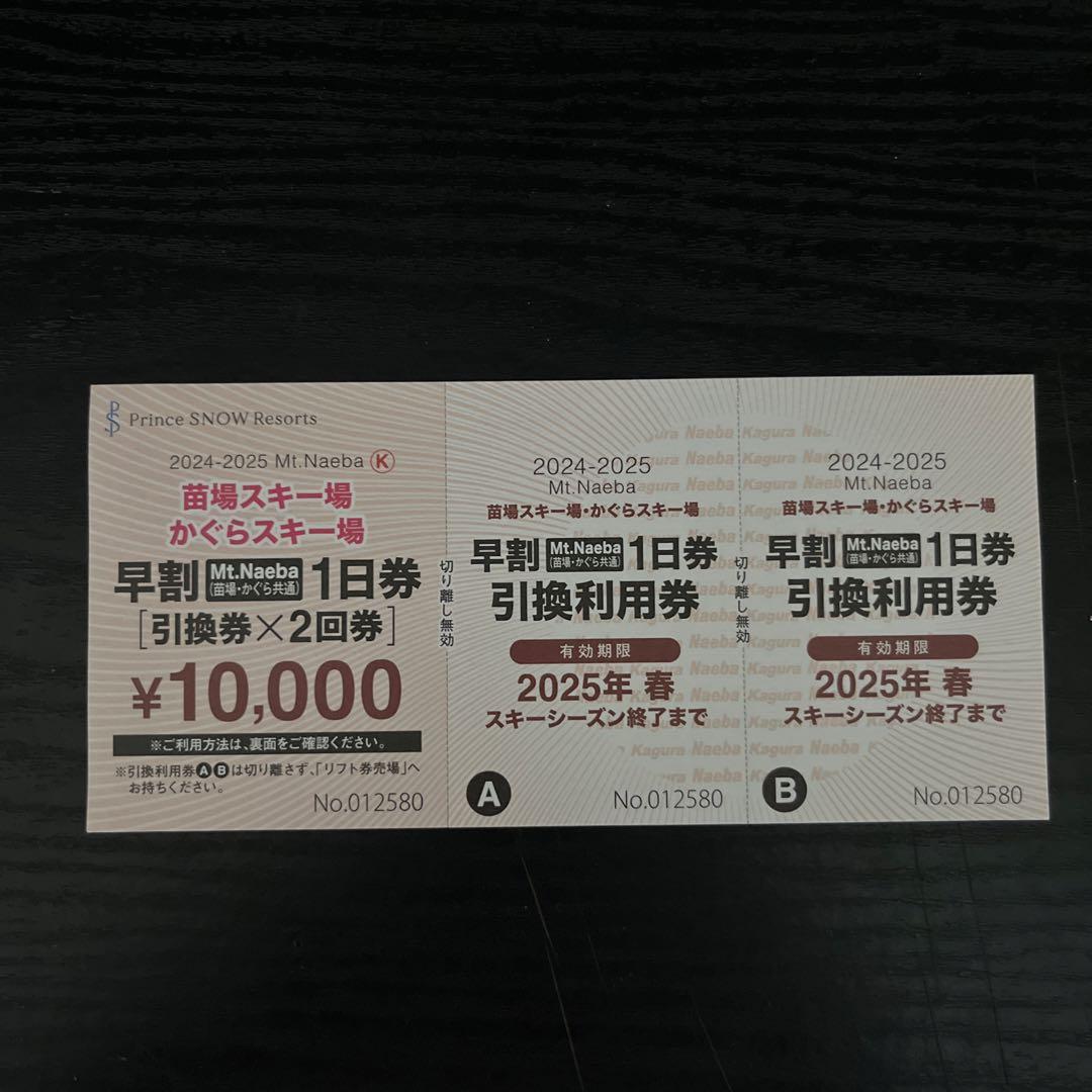 早割 かぐらスキー場1日券引換券×2枚