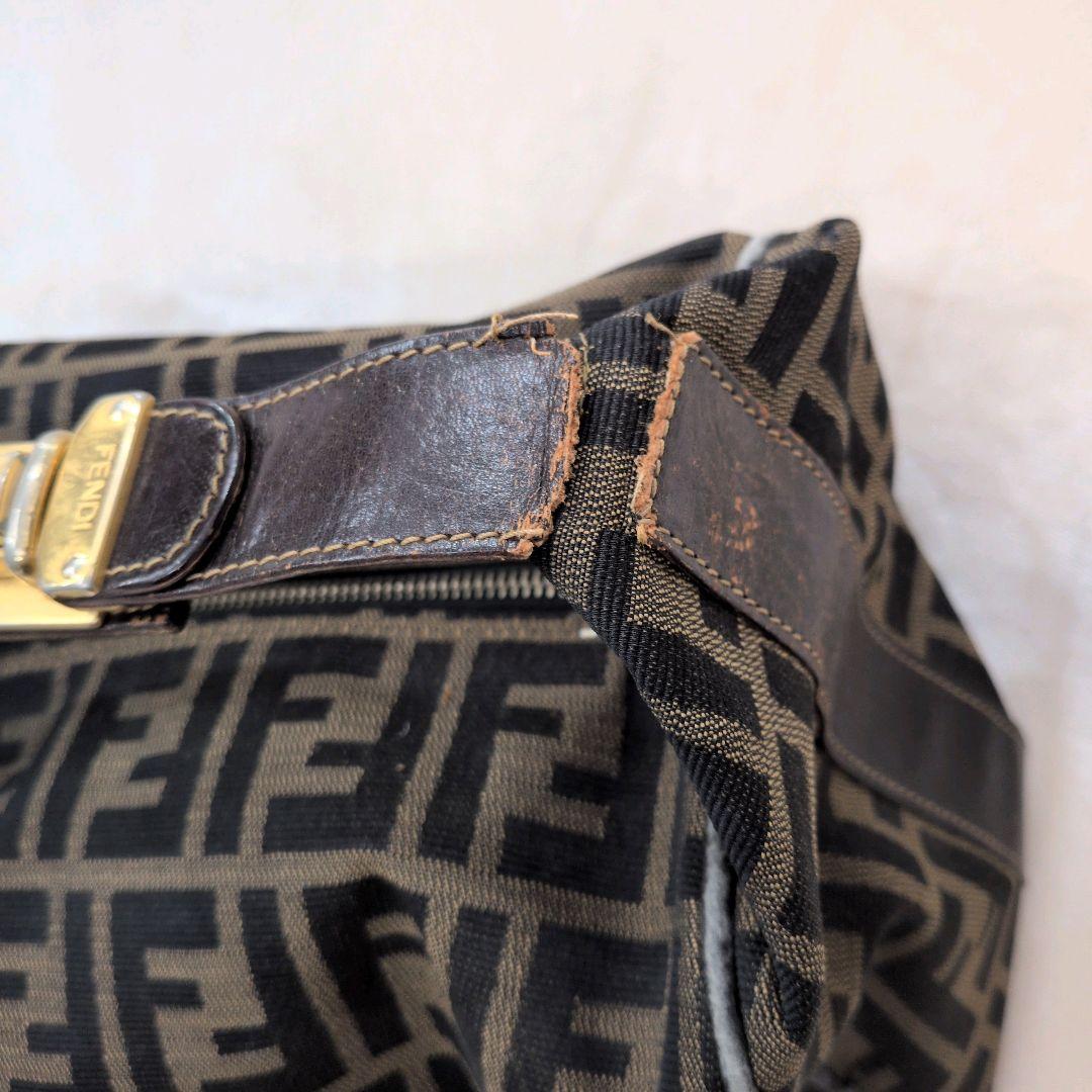状態難 FENDI フェンディ ズッカ 柄バニティバッグ ブラウン 茶