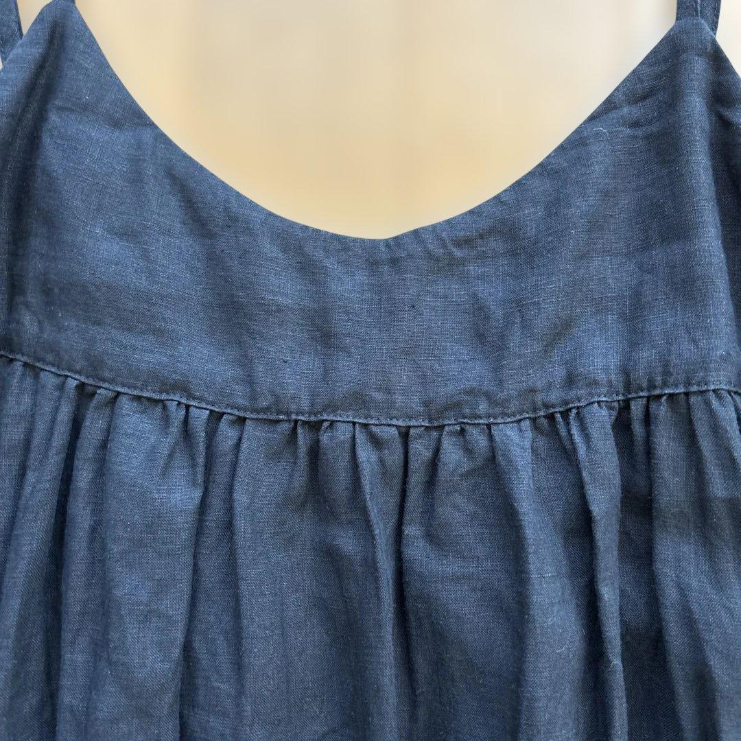 未使用に近い　ネストローブ　定番キャミワンピース　リネン　ブラック　通年活躍