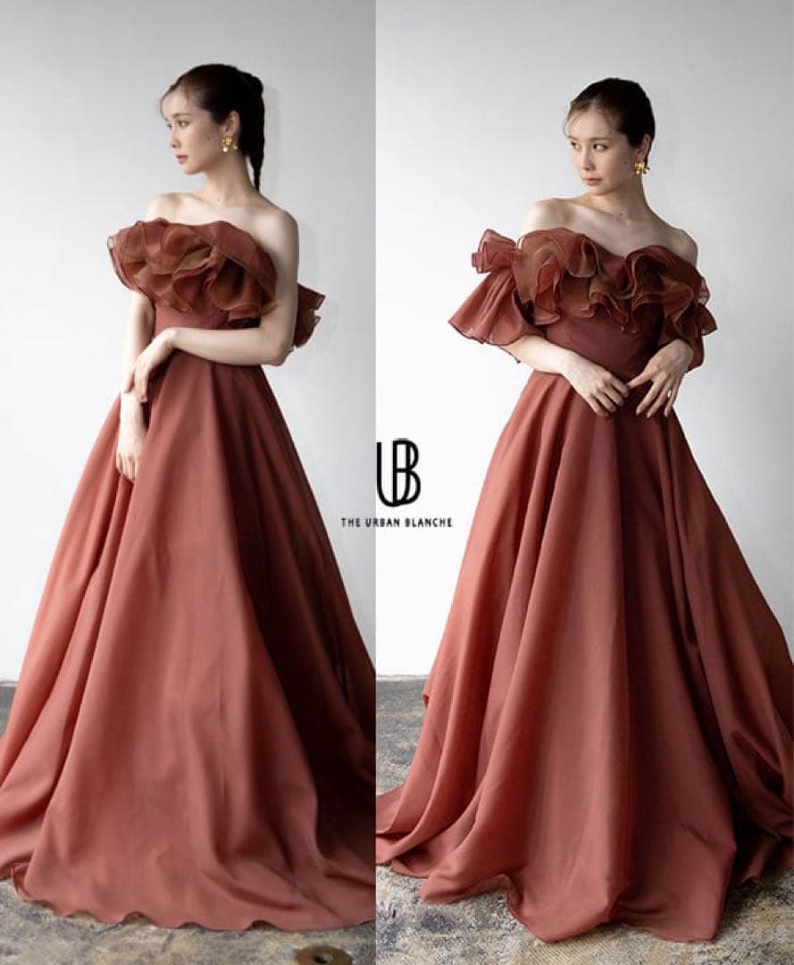 THE URBAN BLANCHE 2wayフリルカラードレス　テラコッタ