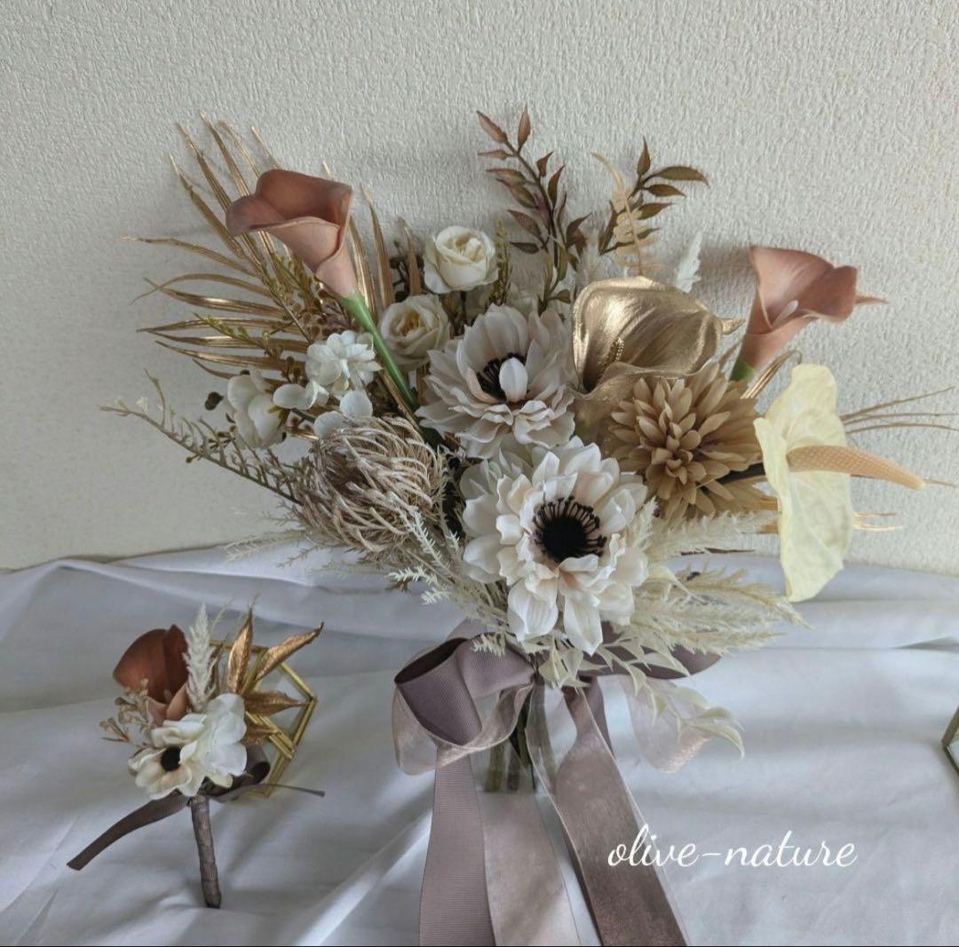 アーティフィシャルフラワー　ウェディングブーケ＆ブートニア 結婚式 前撮り