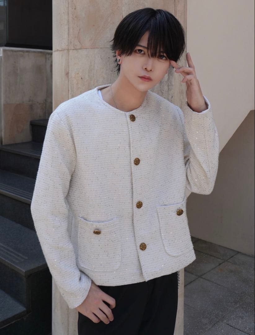 【完売品】悦也くん着用ALUDE short lame tweed jacket