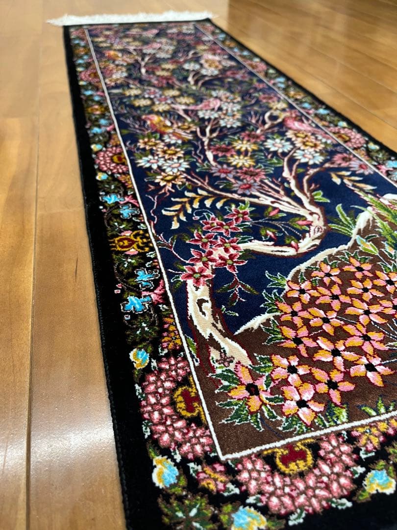 h*i様 最高級ペルシャ絨毯 シルク イラン産 クム 30×90cm 610万ノ