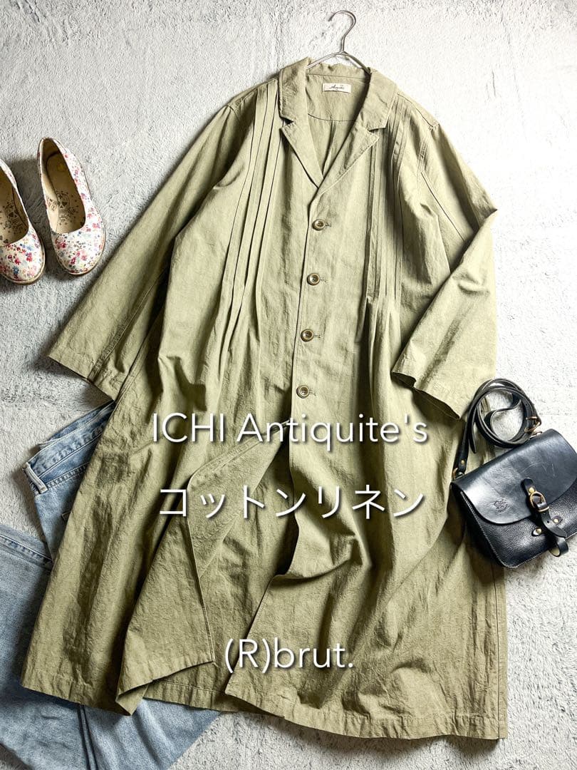 【ICHI Antiquite's】コットンリネン ピンタックシャツワンピース