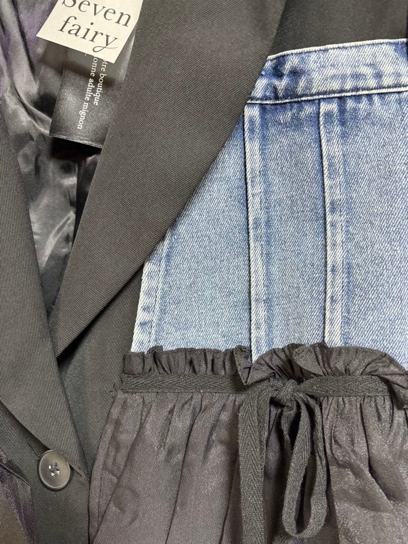 【seven fairy 】テーラードジャケット ブラック/デニム