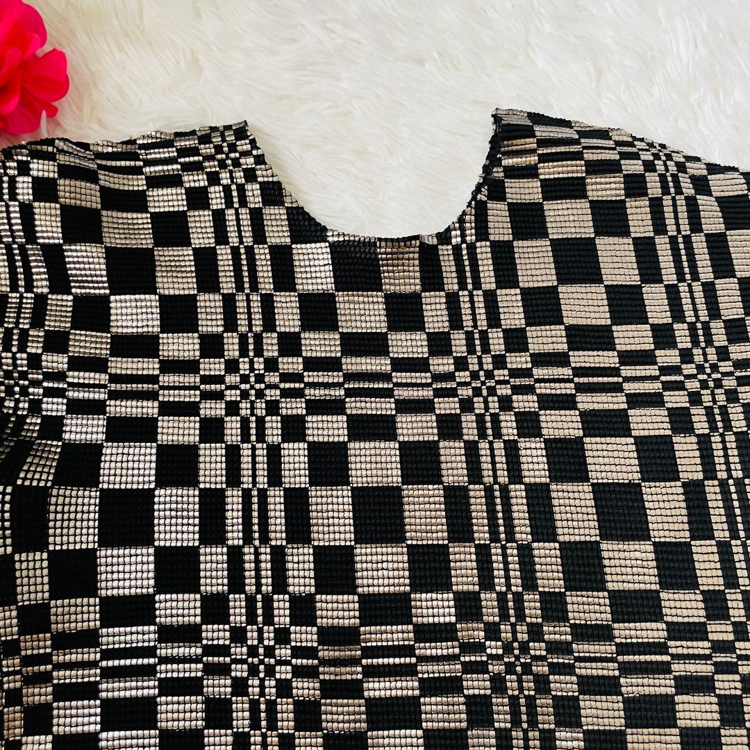 【美品】ミー/イッセイミヤケ 半袖カットソー サイズ― - 黒×シルバー