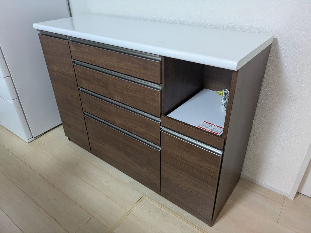 【未使用 新品】大川家具 ダークブラウン キッチンカウンター