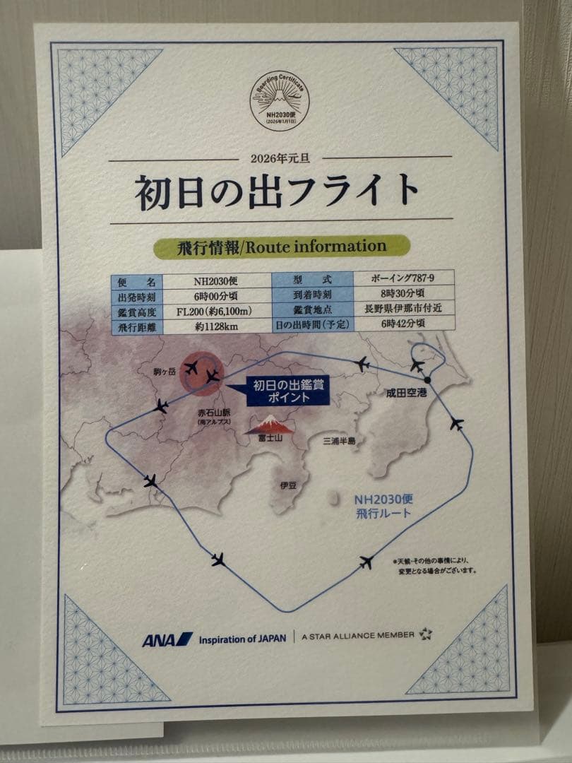 ANA 初日の出フライト 記念品セット