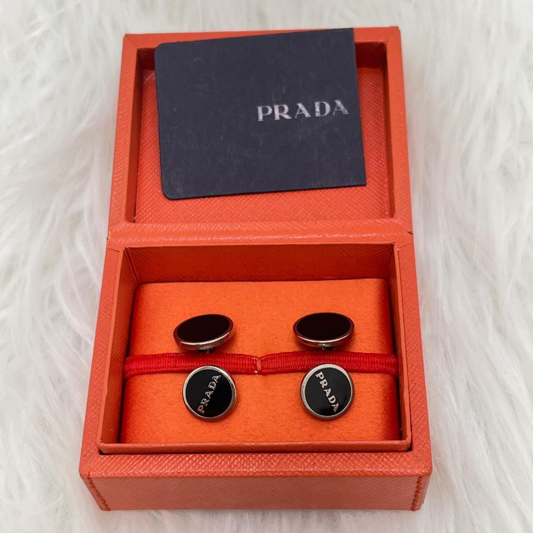 美品✨PRADA カフス カフリンクス プラダ箱付き　ロゴ ビジネス