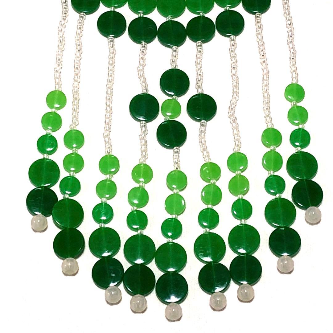 レトロポップ 珠のれん 緑 S 昭和レトロ ビーズのれん 玉 ヴィンテージ