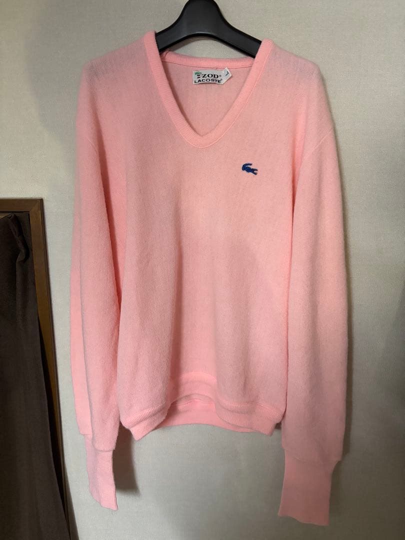 70s Lacoste ピンク アクリルニット