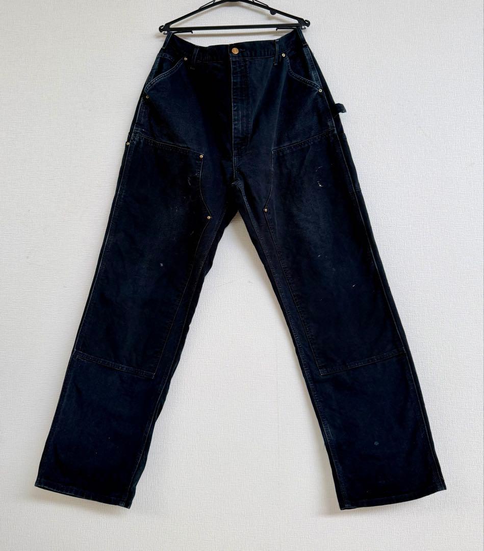 超スペシャル 40X34 W40 カーハート ダブルニー パンツ ブラック 黒