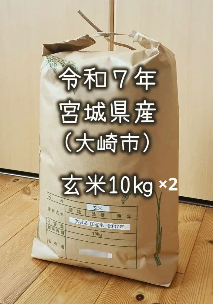 令和7年 宮城県産 お米 玄米10kg×2（未検査米）