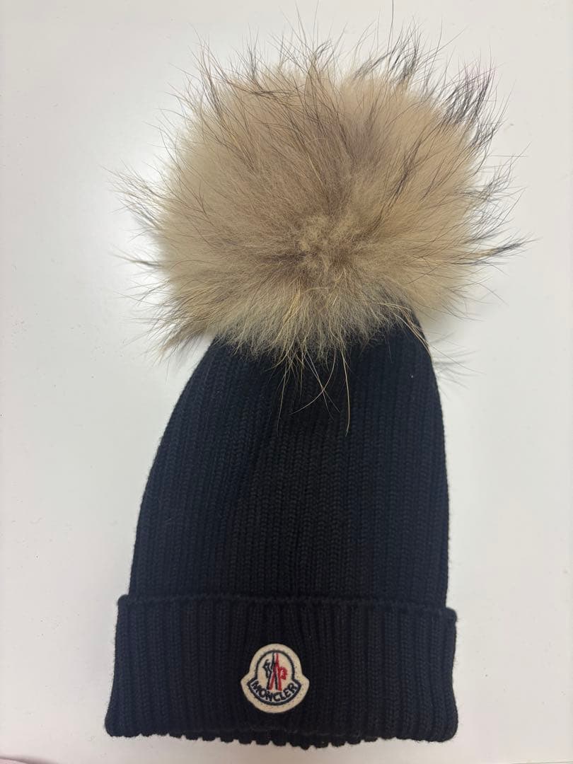 MONCLER ブラック ニット帽 L