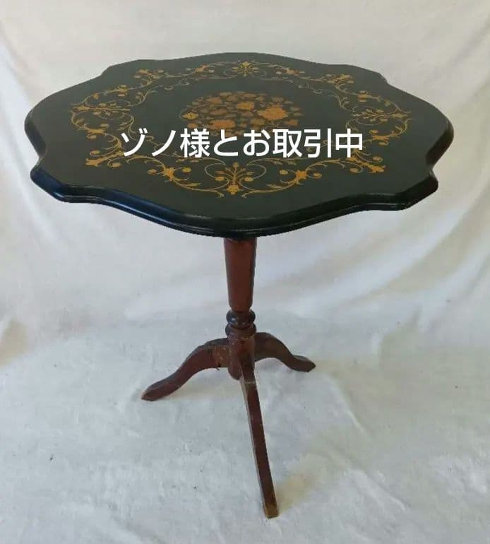 象嵌細工　サイドテーブル　コーヒーテーブル　アンティーク　花台　飾り台　グリーン