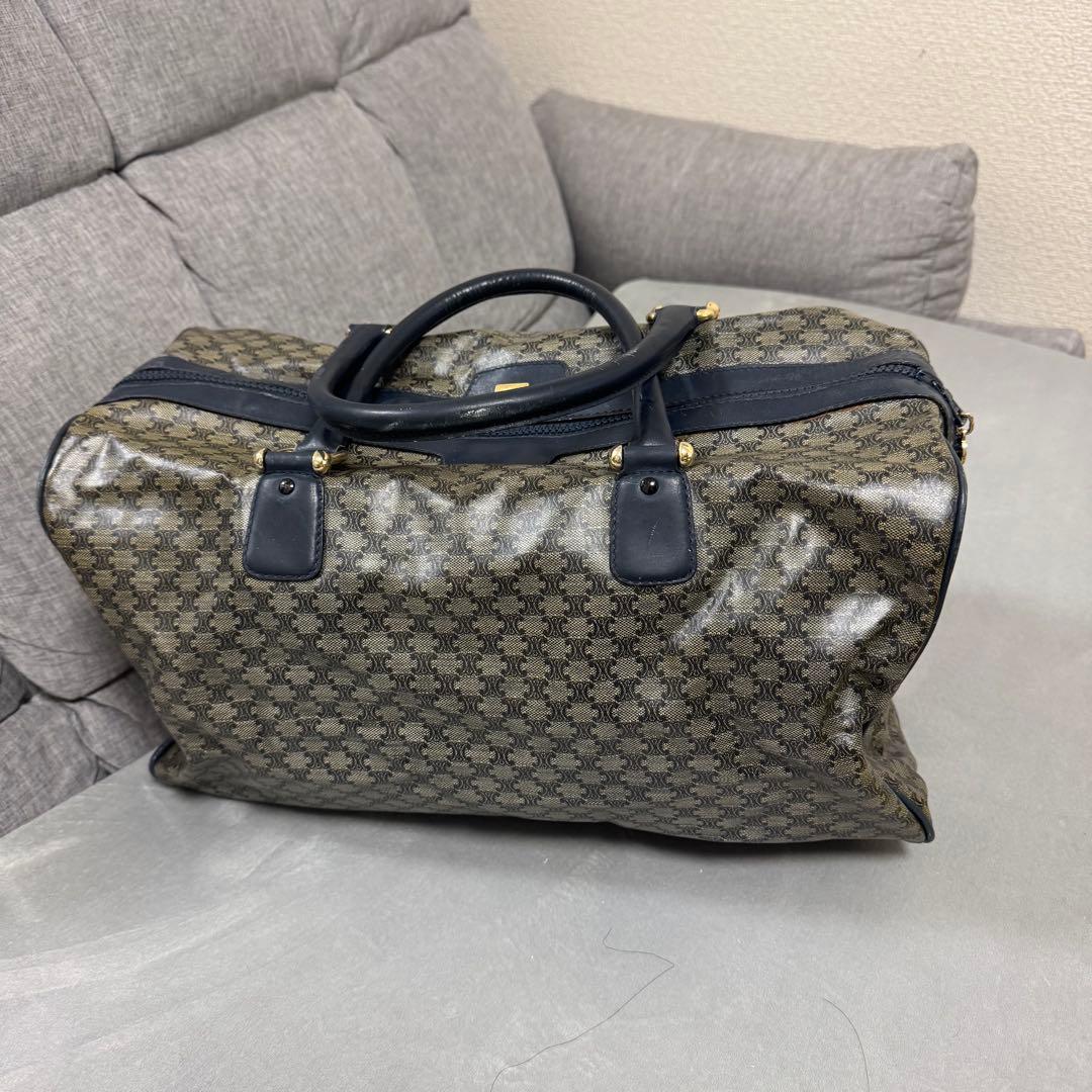 セリーヌ　ヴィンテージ　美品　ボストンバッグ　PVC×レザー　riri