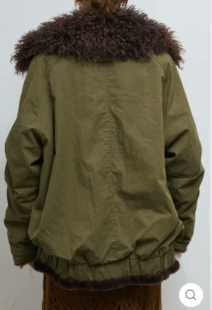 IAM イアム　ボア襟ジップブルゾン　カーキグリーン