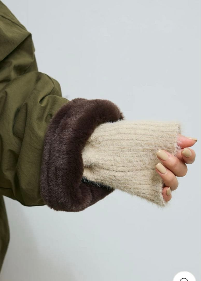 IAM イアム　ボア襟ジップブルゾン　カーキグリーン