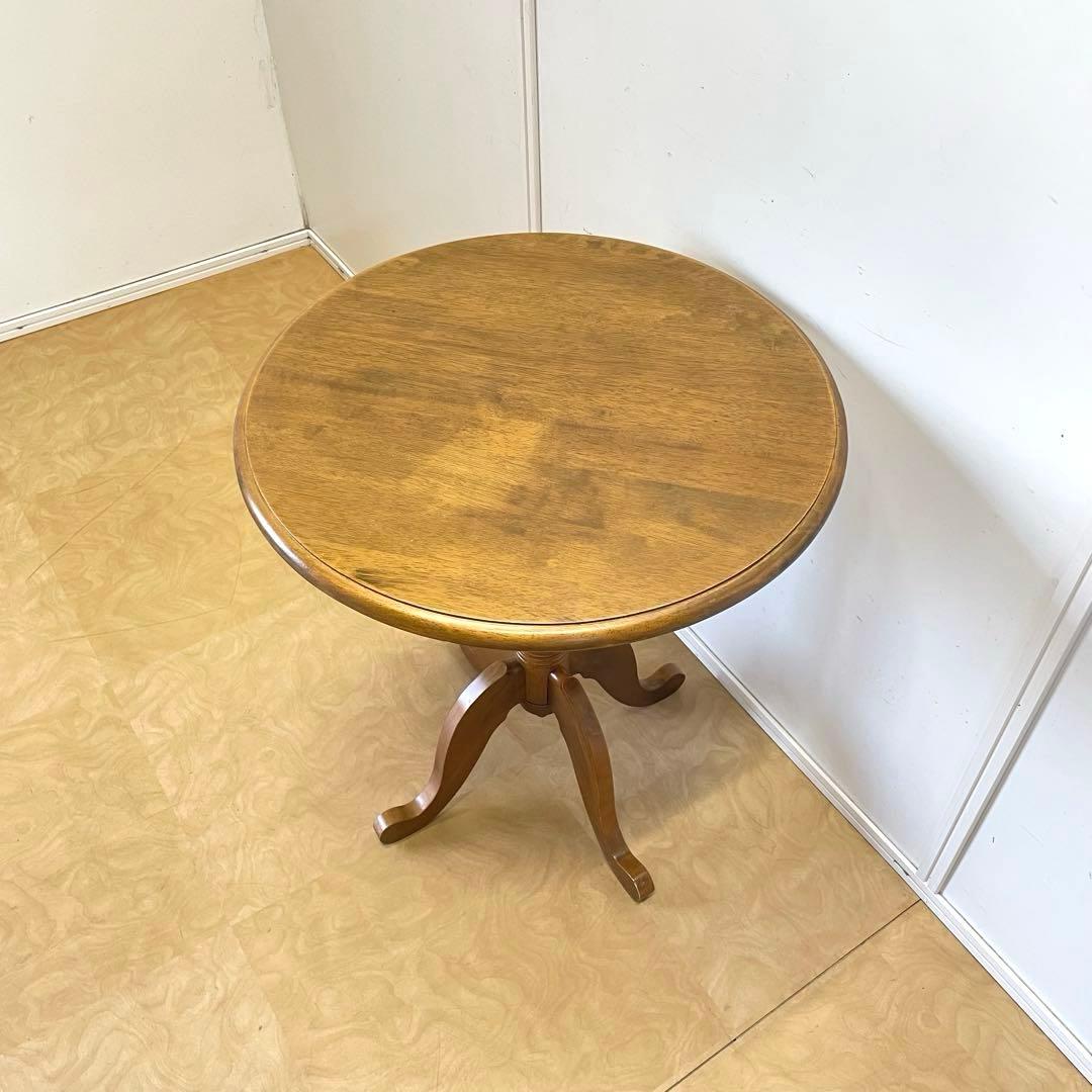 アンティーク調 丸テーブル サイドテーブル カフェテーブル 台 猫脚 木製