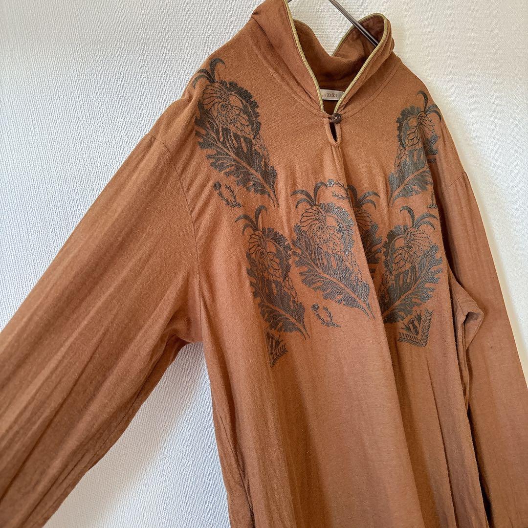 ✔️ didizizi ディディジジ オウム刺繍 ネルOP ワンピース ロング