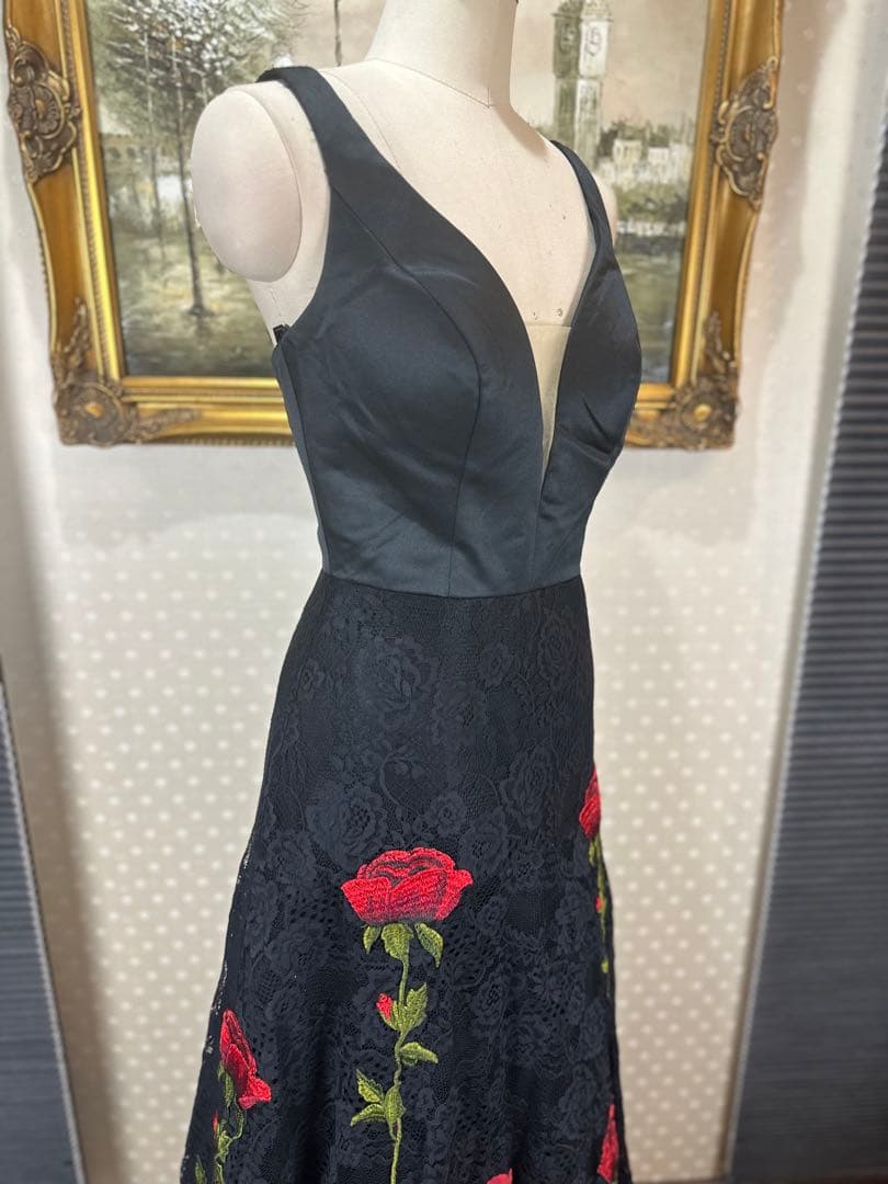 高級薔薇刺繍✨Aラインロングドレスス誕生日二次会パティーキャバ嬢ナイトクラブ