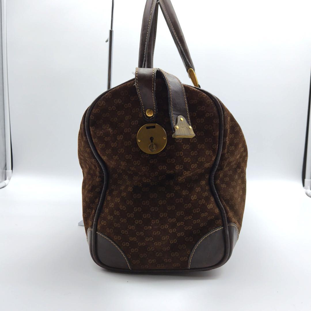 グッチ ボストンバッグ gg柄 スエード ブラウン 大容量 旅行カバン