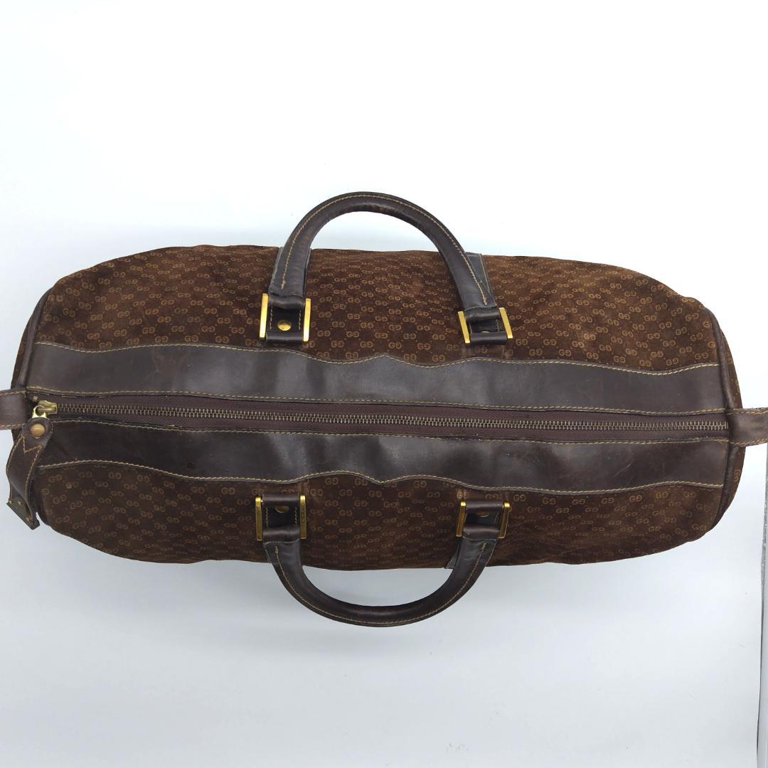 グッチ ボストンバッグ gg柄 スエード ブラウン 大容量 旅行カバン