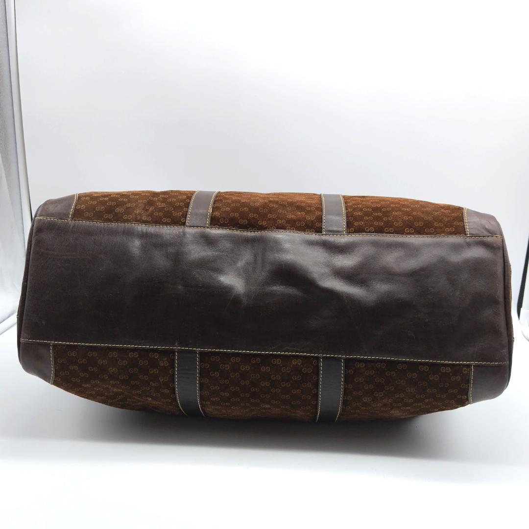 グッチ ボストンバッグ gg柄 スエード ブラウン 大容量 旅行カバン