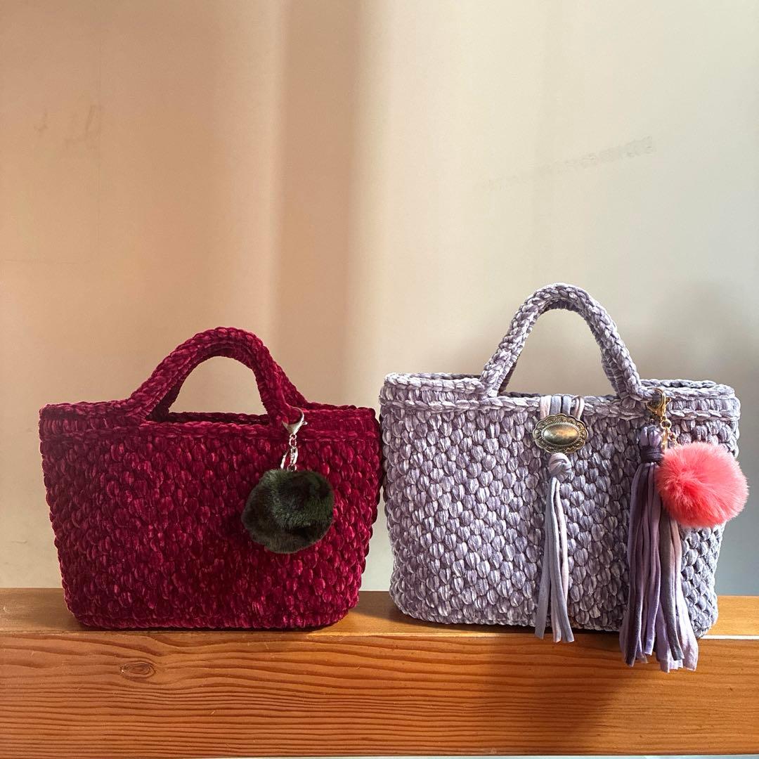 あや様♡ズパゲッティ マルシェバッグ　ベルベットバッグ