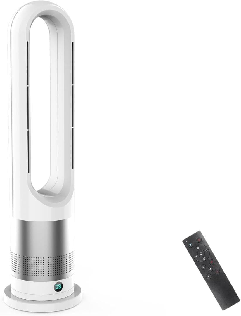 タワーファン　冷暖兼用　羽なし扇風機　DCモーター 　100°左右首振り