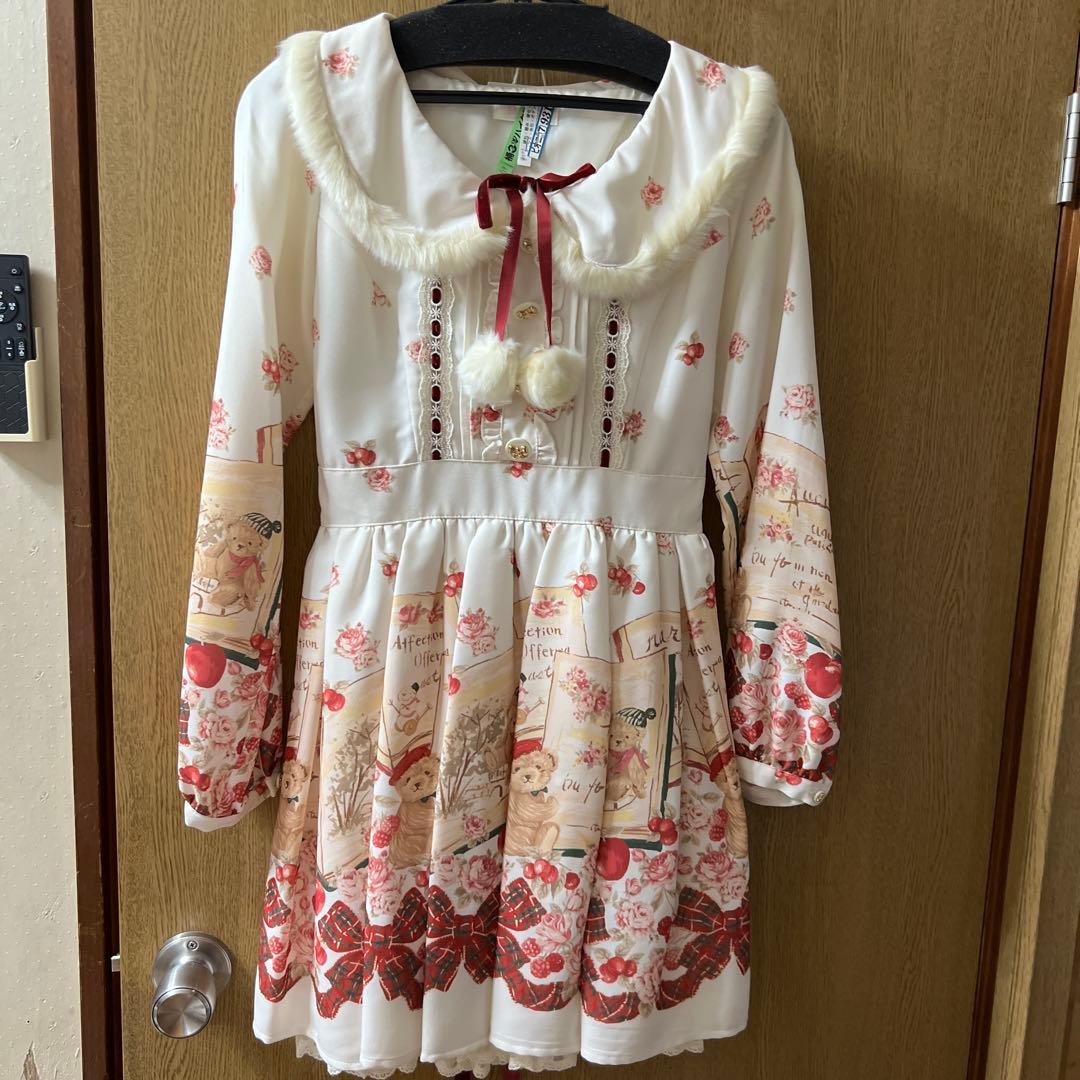 LIZLISA テディベア ワンピース BOOK リボン クリスマス