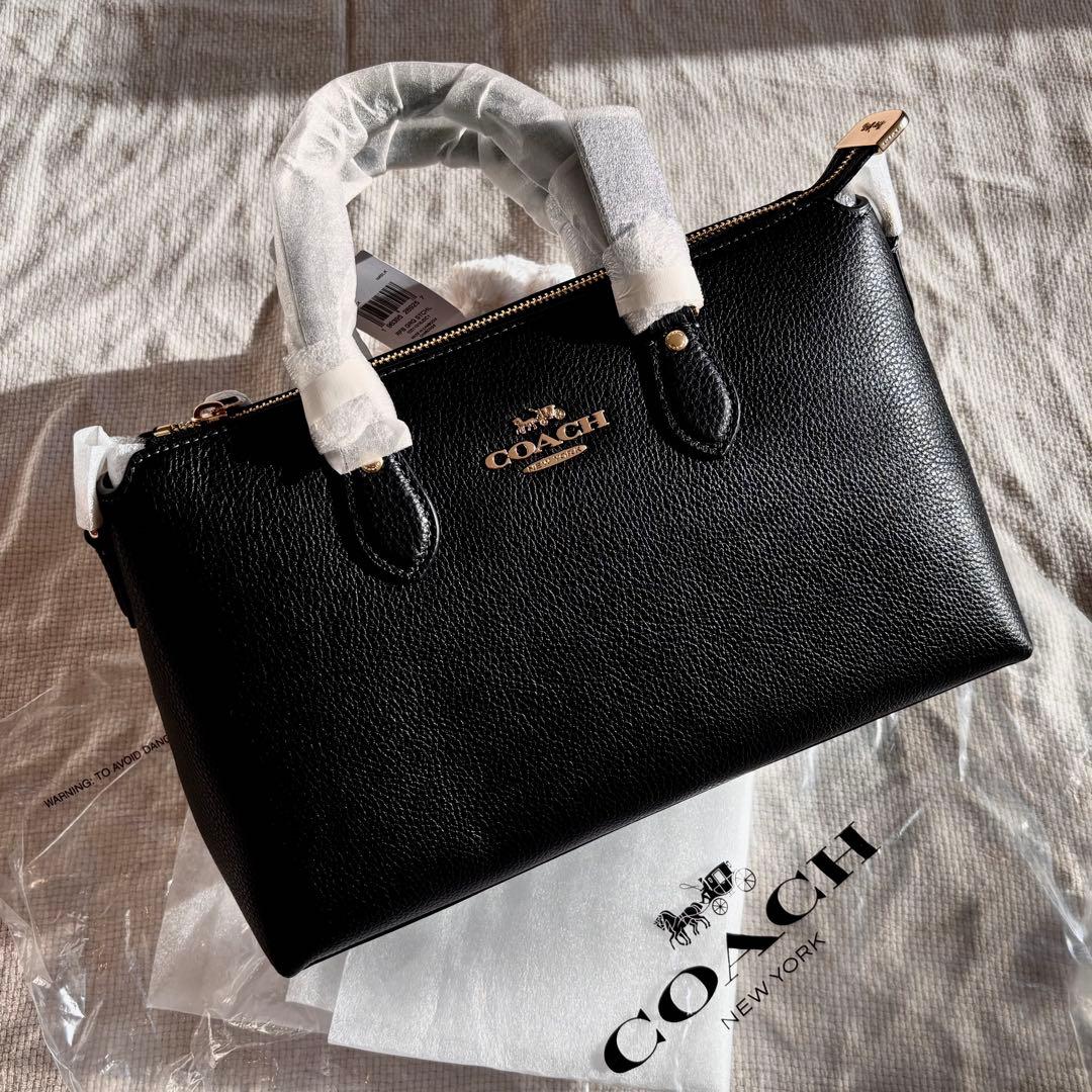 新品☆定価8万 COACH ブラック ショルダーバッグ ハンドバッグ 本革