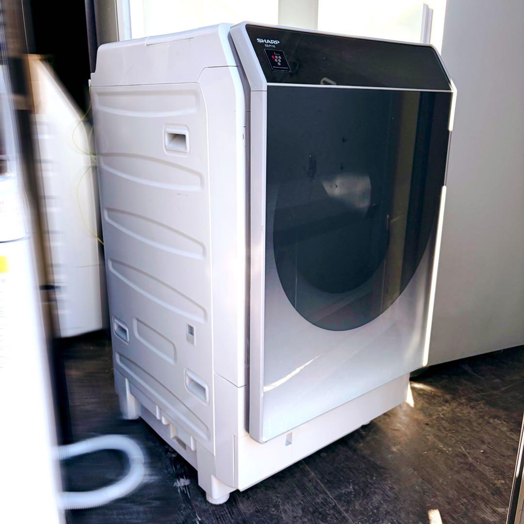 67運搬取付無料！シルバー純正SHARP左開きドラム式乾燥洗濯機！完動品超美品！