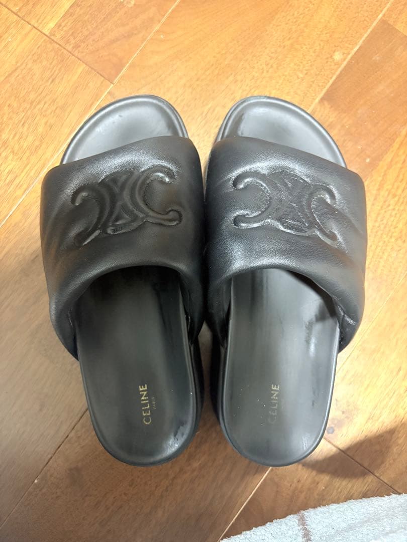 CELINE ブラック ブロックスライドトリオンフサンダル