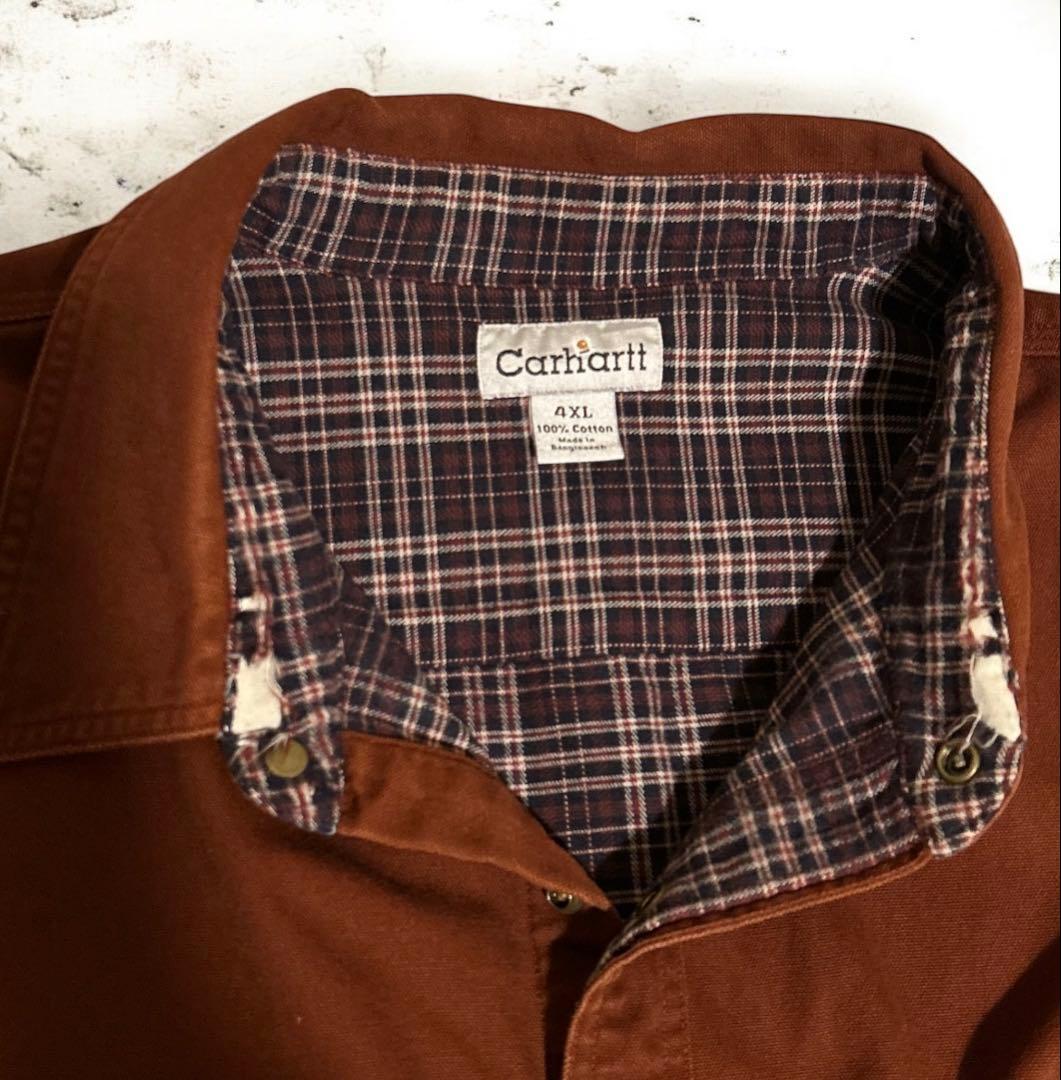 【希少】カーハート ダックシャツ ジャケット バーガンディ　4XL [特大]