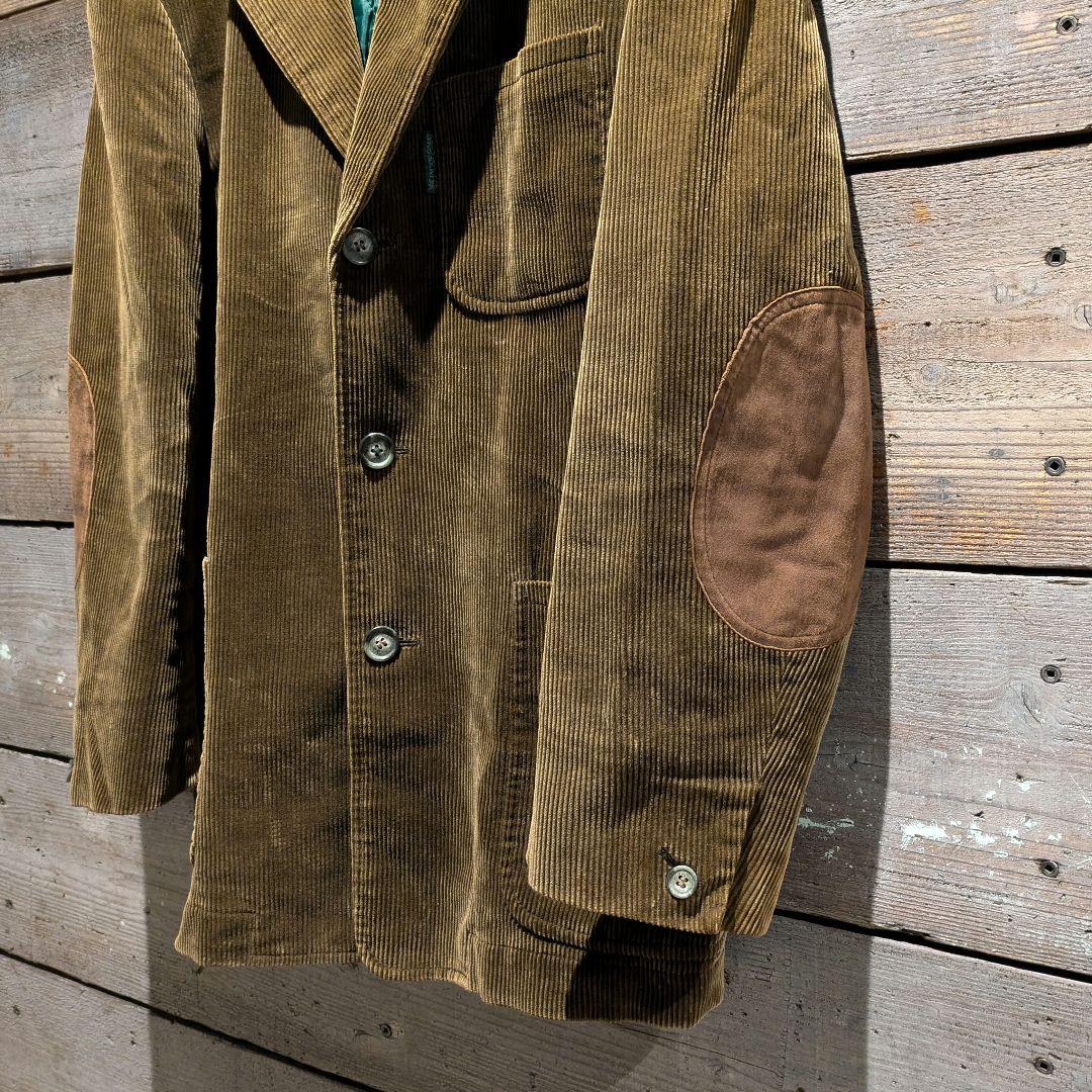 90s　コーデュロイ　テーラードジャケット　エルボーパッチ　スエード　ブラウン