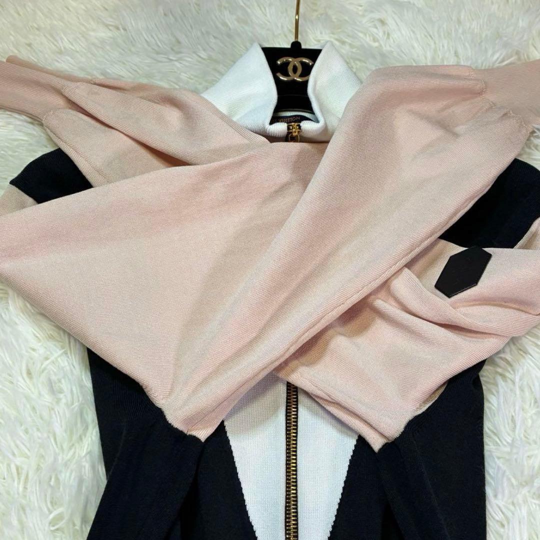 ルイヴィトン　ワンピース　Vロゴ　ロゴパッチ　白　ピンク　ネイビー　　S