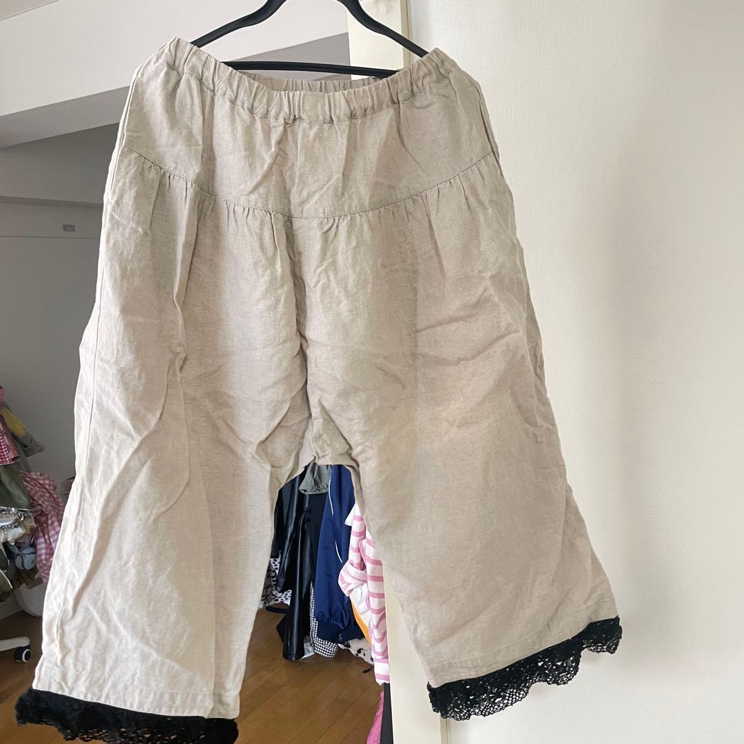 【ミント】Nest robe ベージュ レース付き裾 パンツ