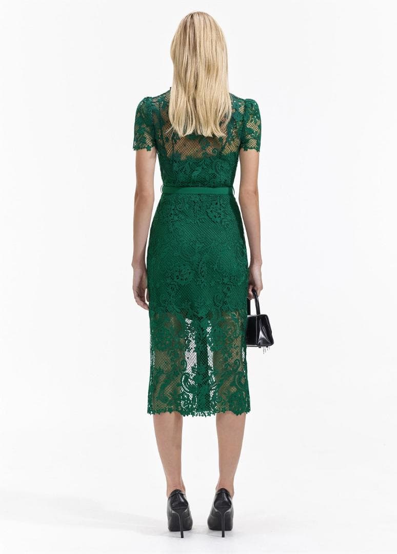 a*読様 セルフポートレイト ワンピース フルボタン レース グリーン UK8