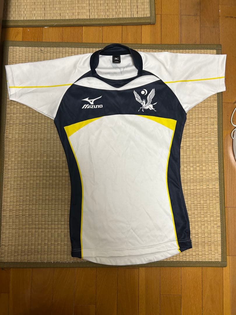 明治大学 Mizuno ラグビーウェア 半袖 ホワイト/ネイビー