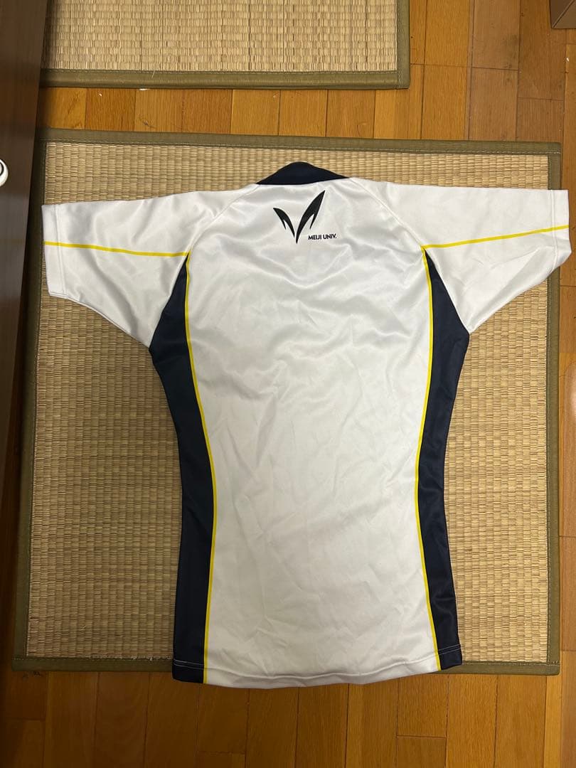 明治大学 Mizuno ラグビーウェア 半袖 ホワイト/ネイビー