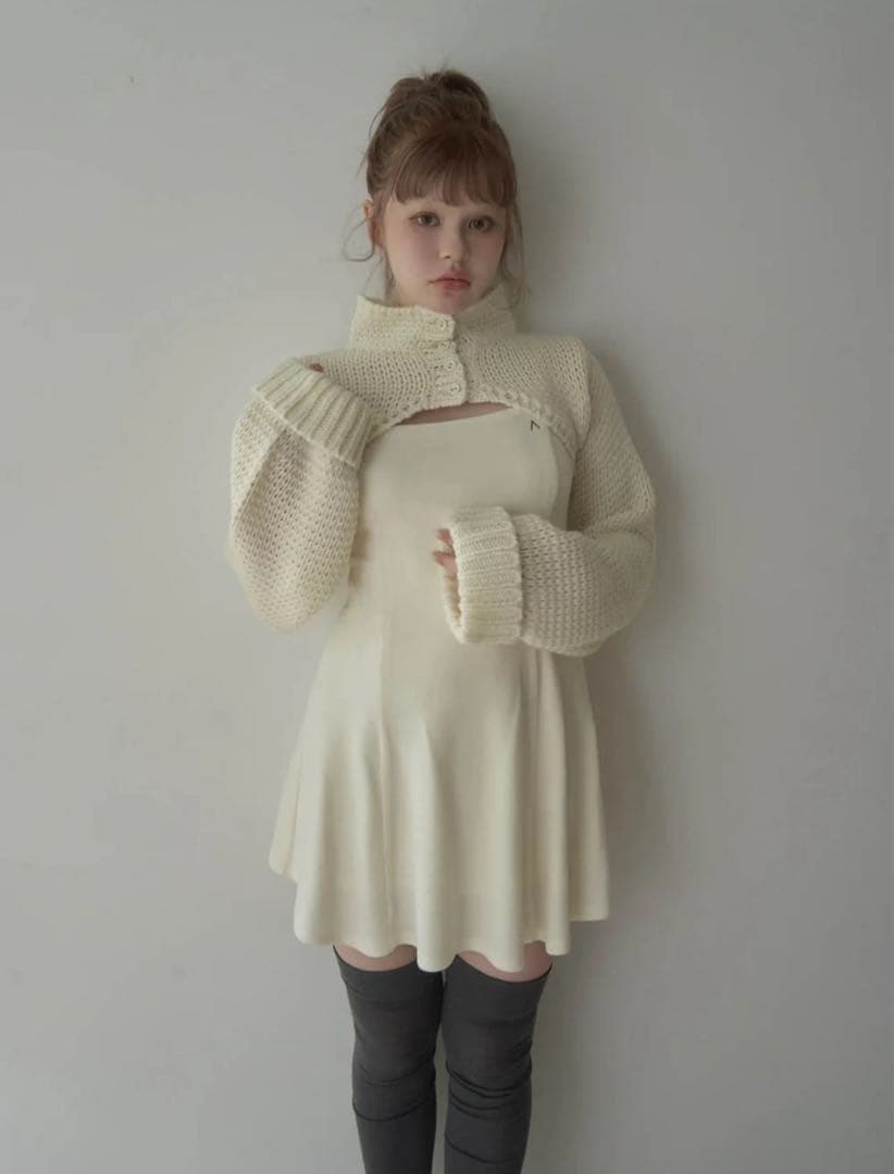 ワンピース andmary Zoey velour set dress ivory