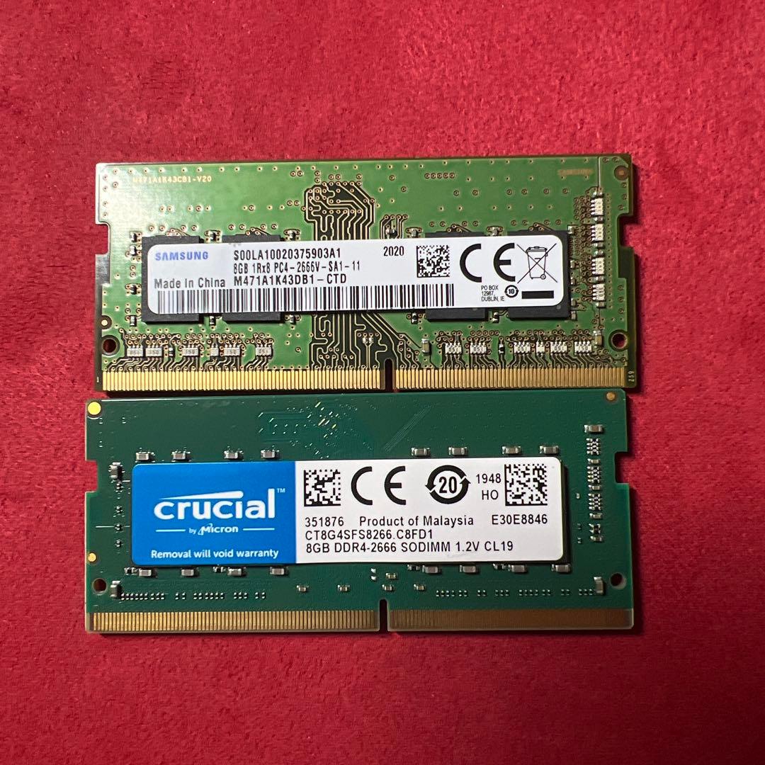 ノートPC用メモリ 8GB×2枚 計16GB DDR4-2666