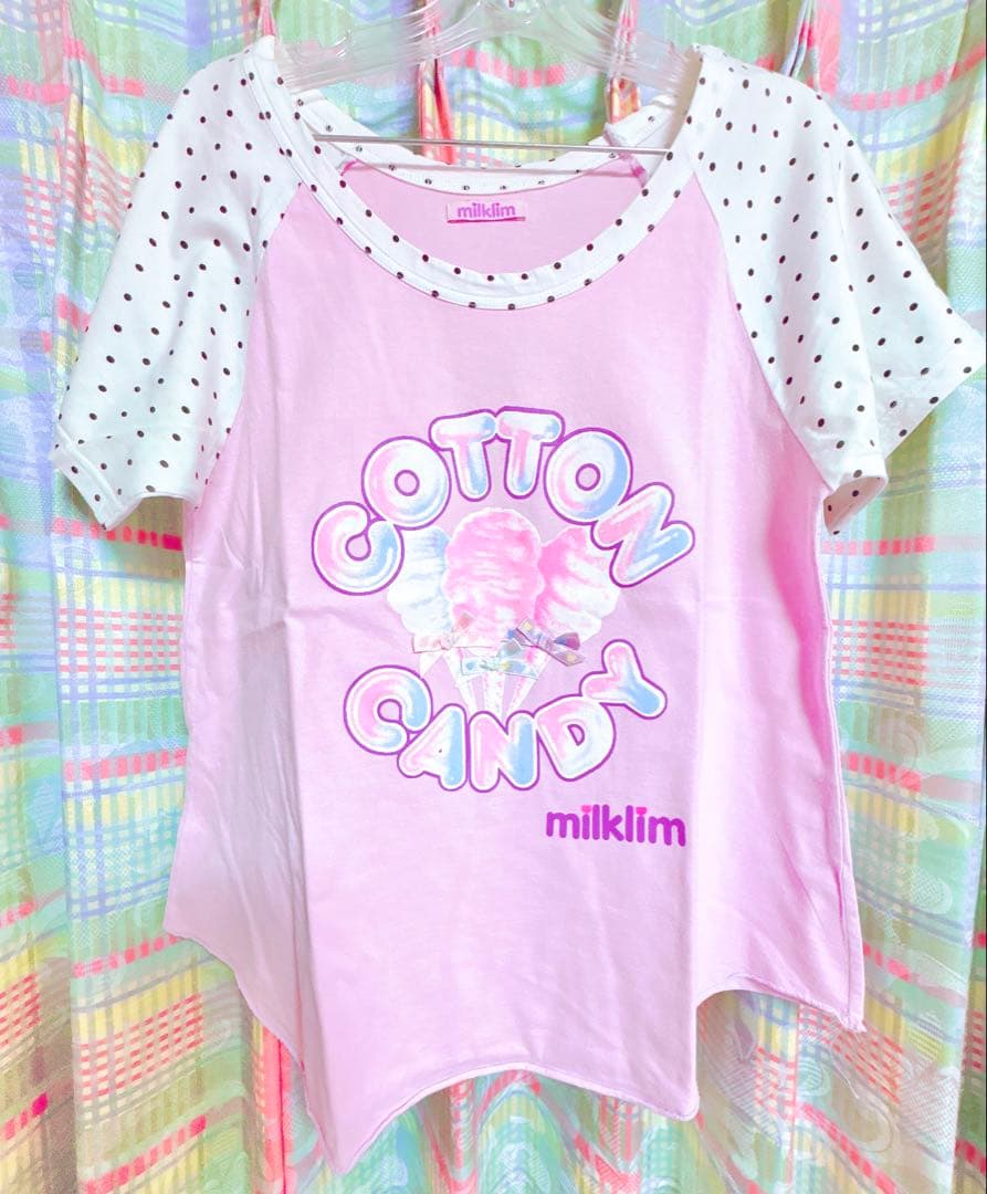 milklim コットンキャンディ Tシャツ ゆめかわ パステル 古着