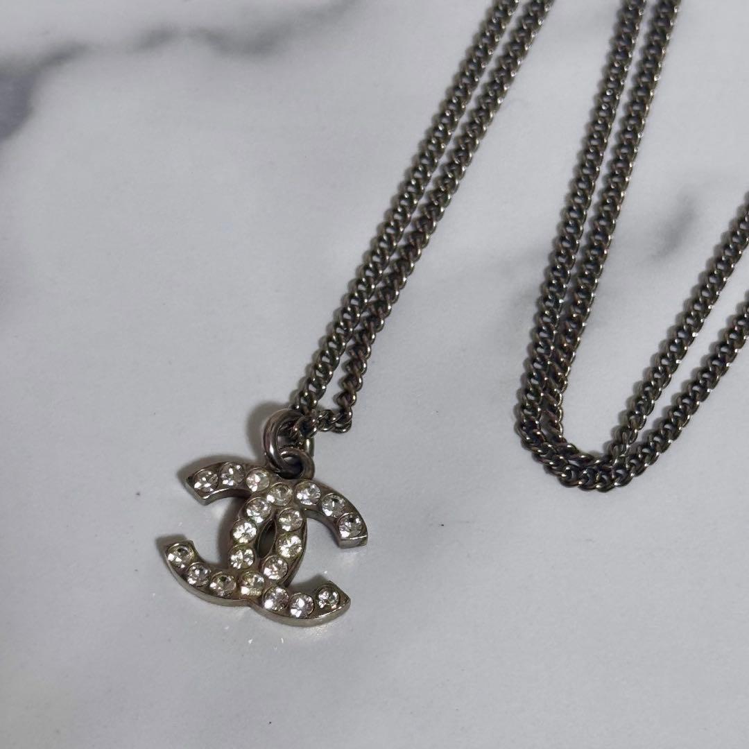 CHANEL シャネル クリスタル ロゴ ネックレス CC