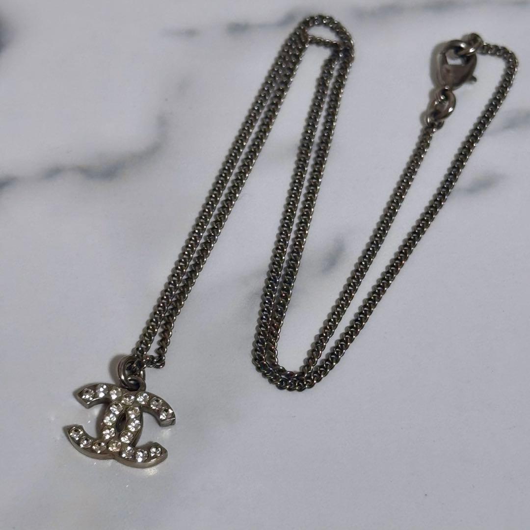 CHANEL シャネル クリスタル ロゴ ネックレス CC