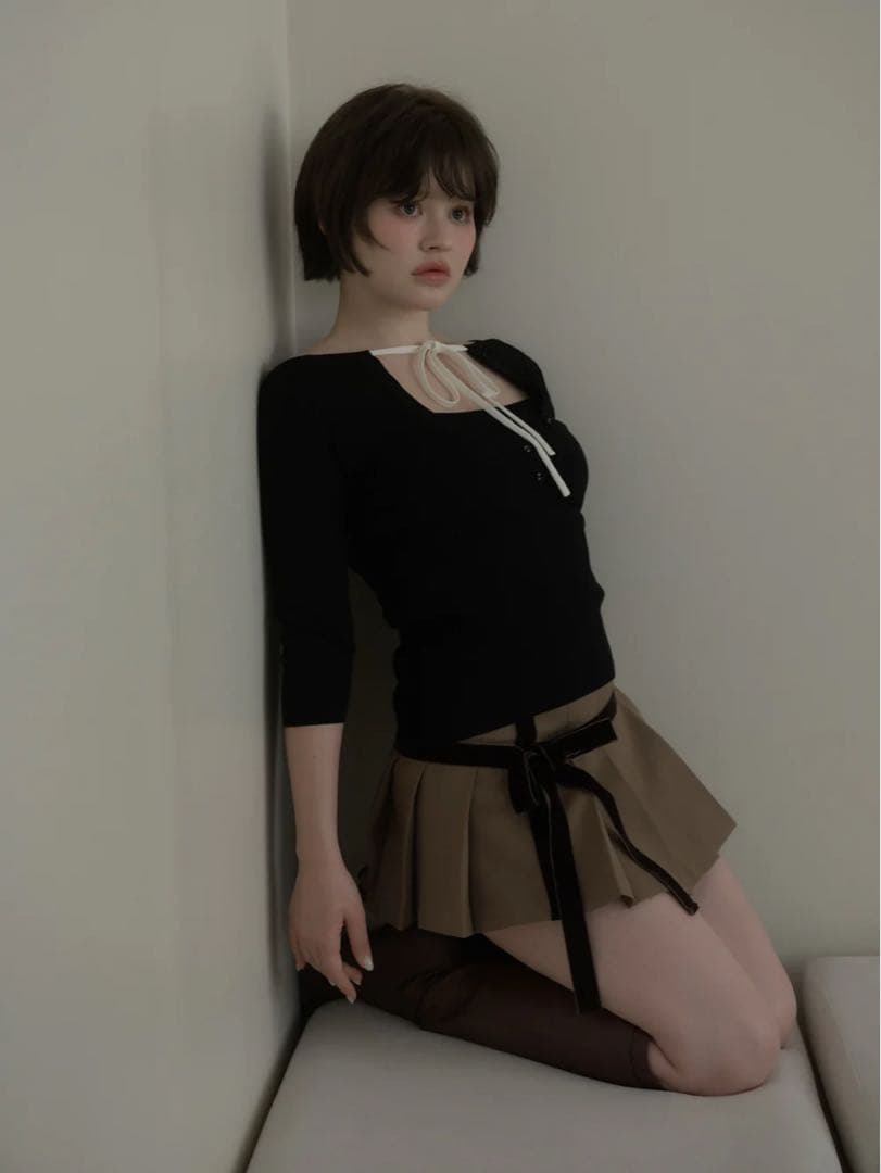 トップス andmary Hein ribbon knit tops