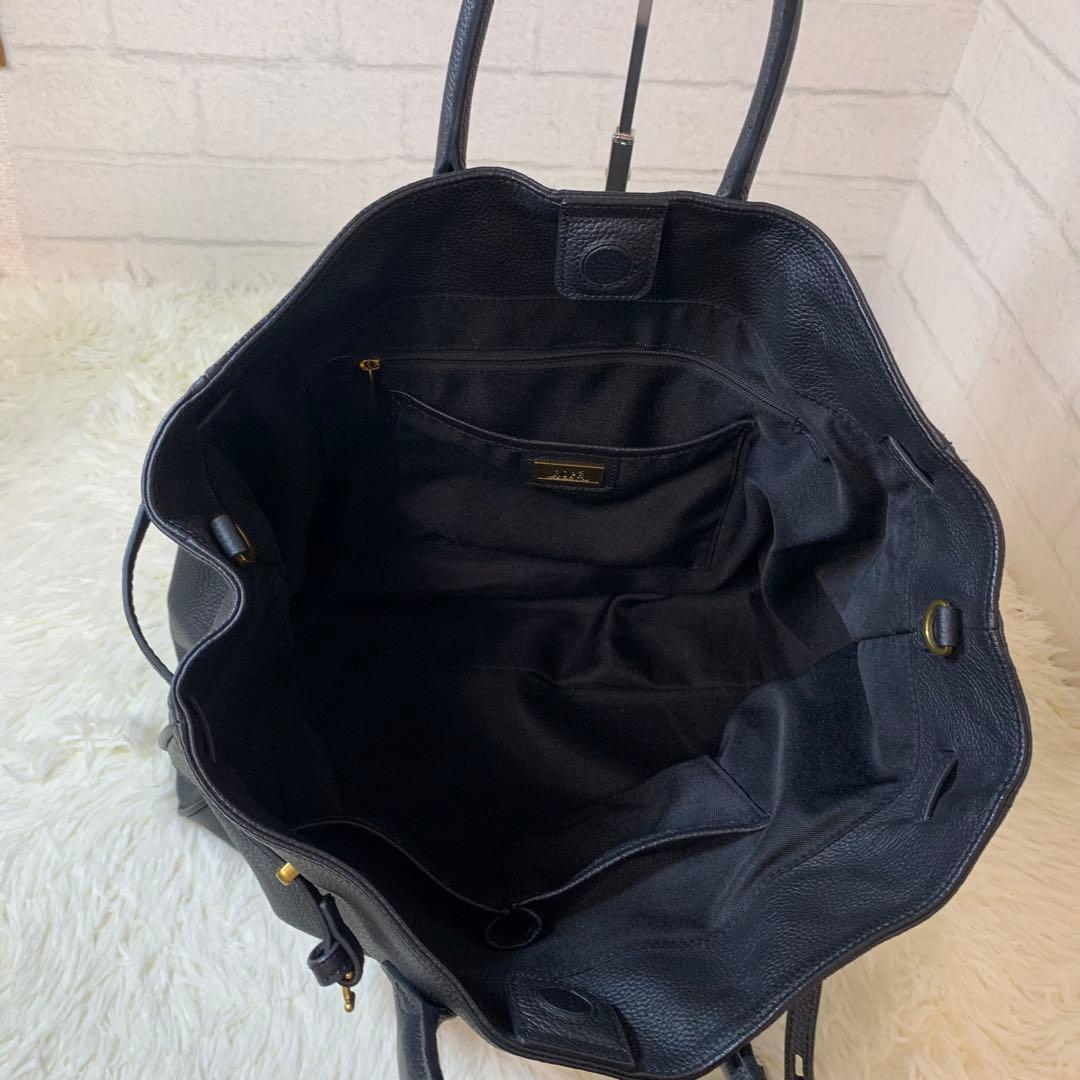 ROPE ロペ　リアルレザーナローベルトトートバッグ ブラック