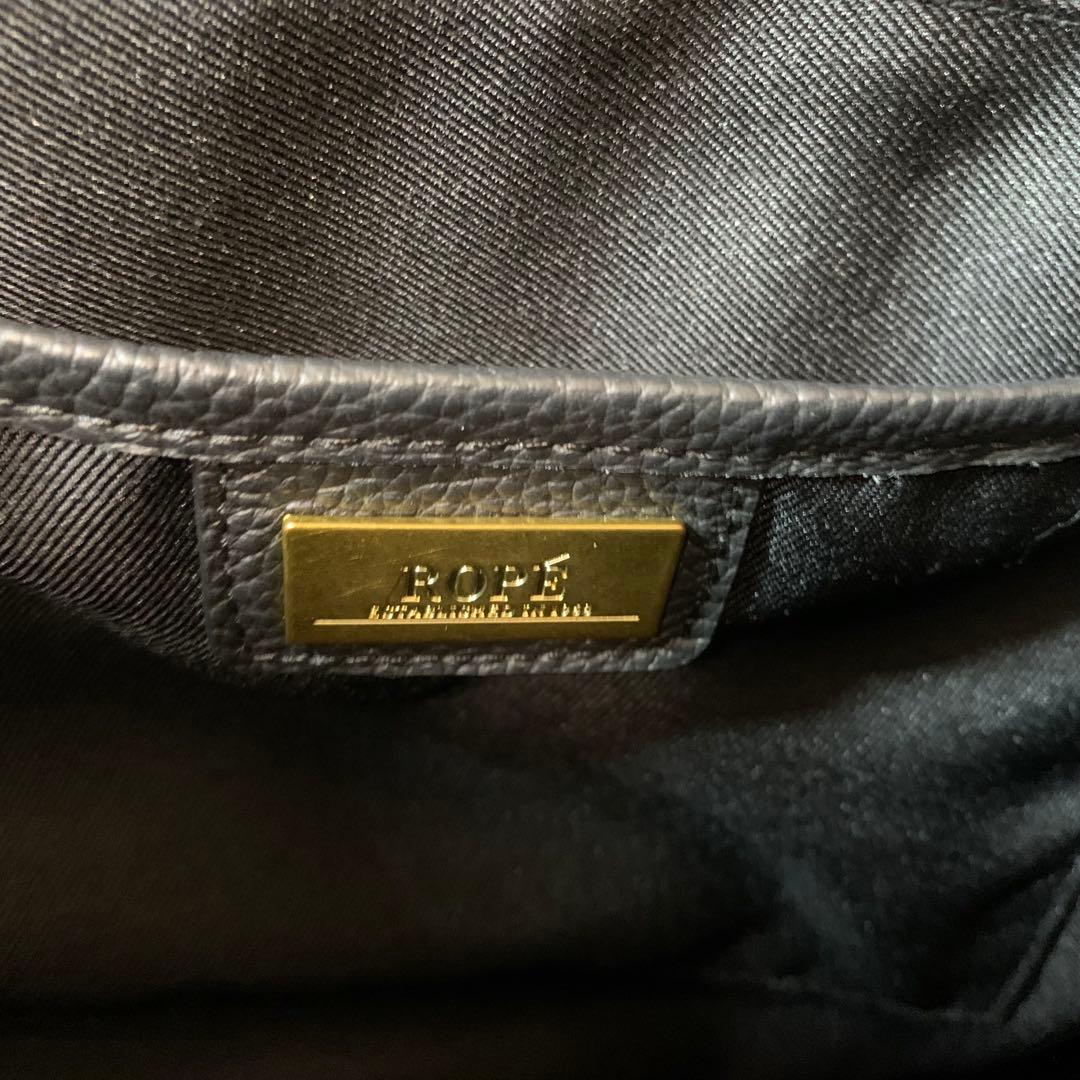 ROPE ロペ　リアルレザーナローベルトトートバッグ ブラック