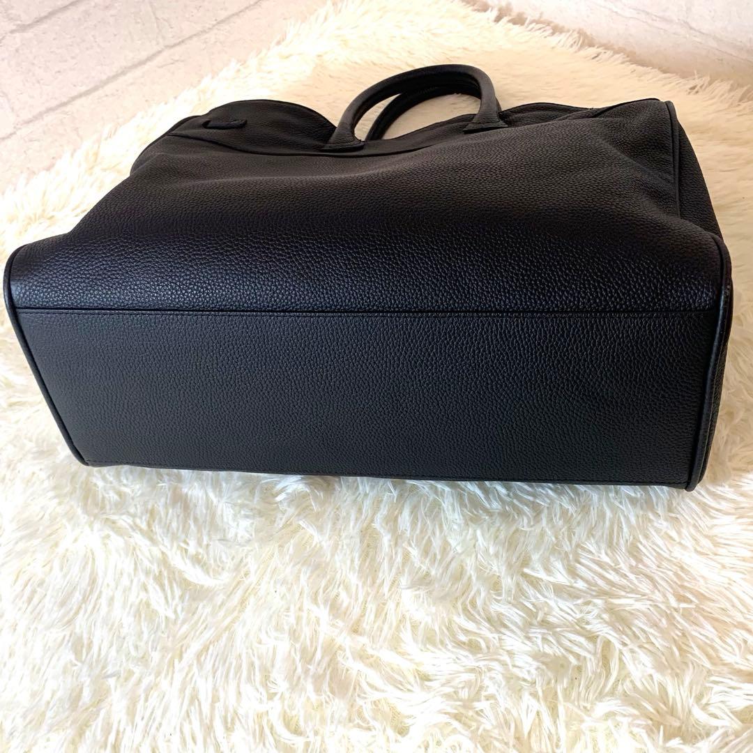 ROPE ロペ　リアルレザーナローベルトトートバッグ ブラック